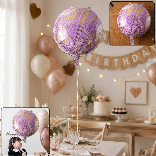 Bright round marble foil balloon for party decoration