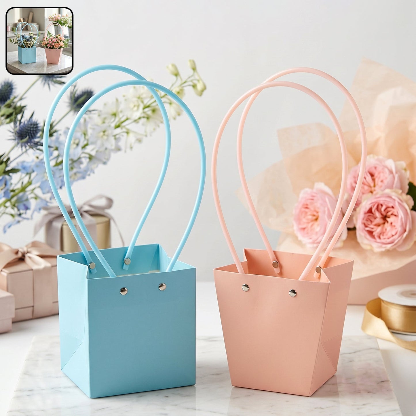 Bouquet gifting bag design with handle
