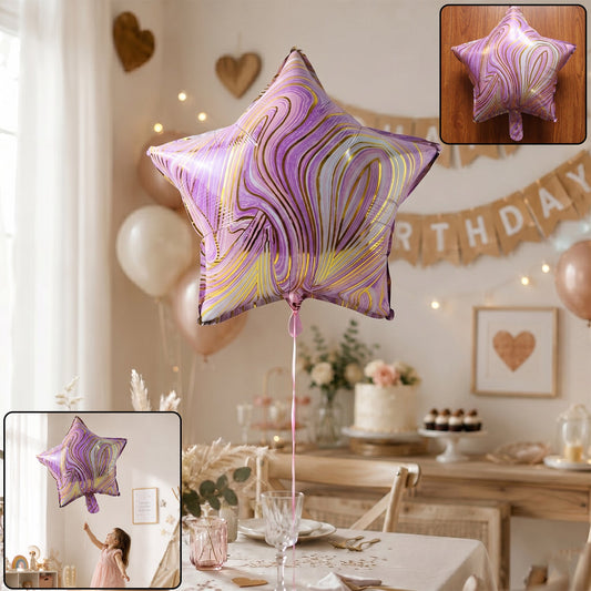 Colorful star marble foil balloon for party decoration