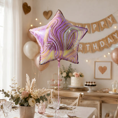 Full shape of star marble foil balloon