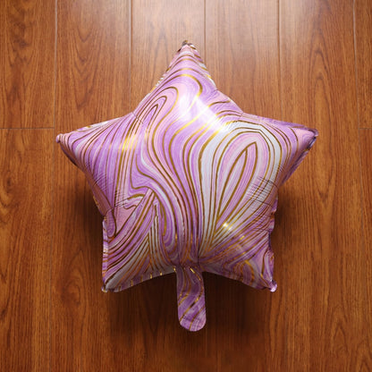 Front view of star marble foil balloon