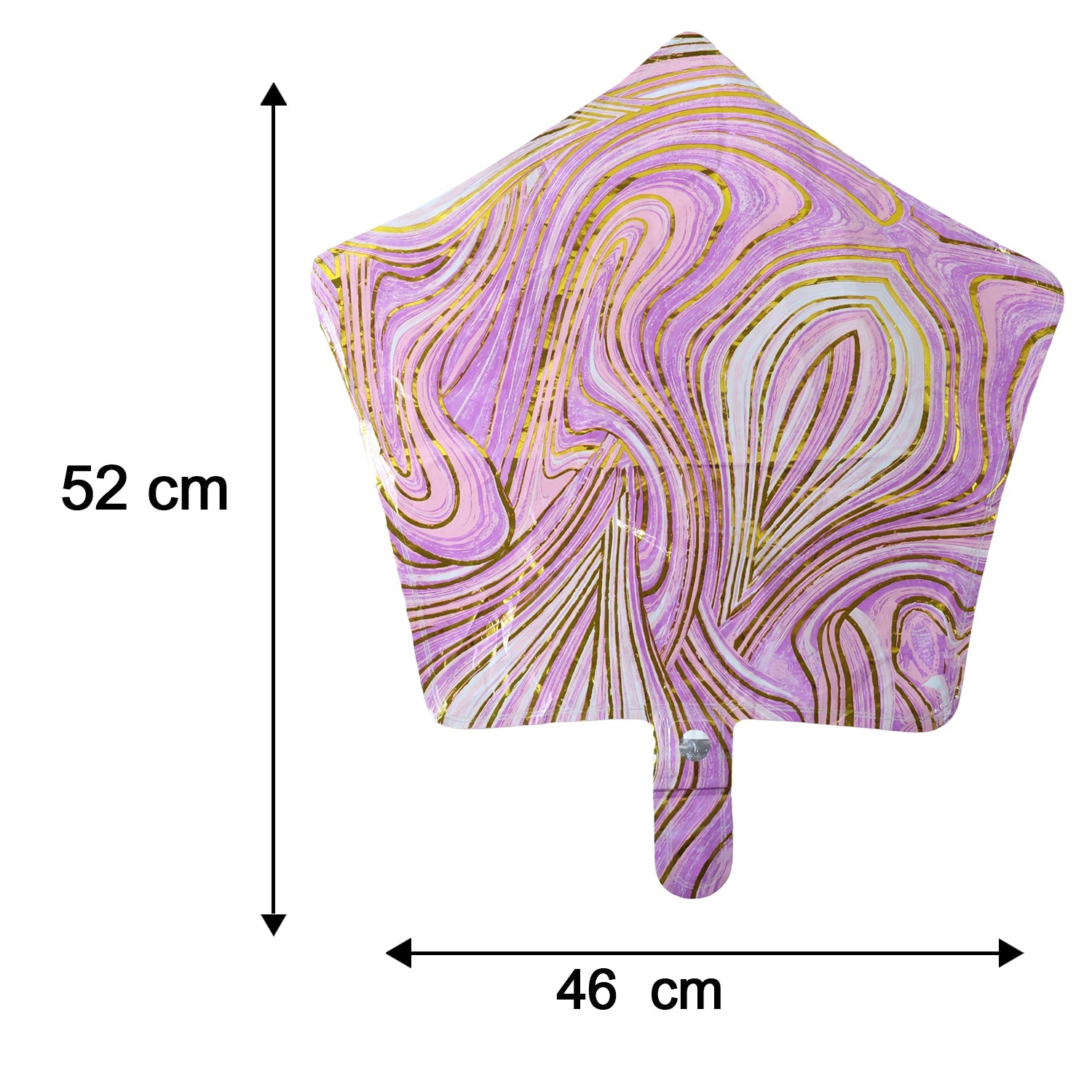 Multiple angle view of star marble foil balloon
