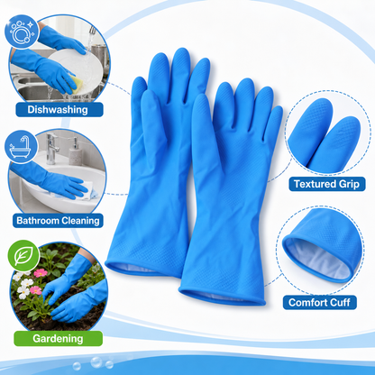 Waterproof blue gloves suitable for daily household cleaning