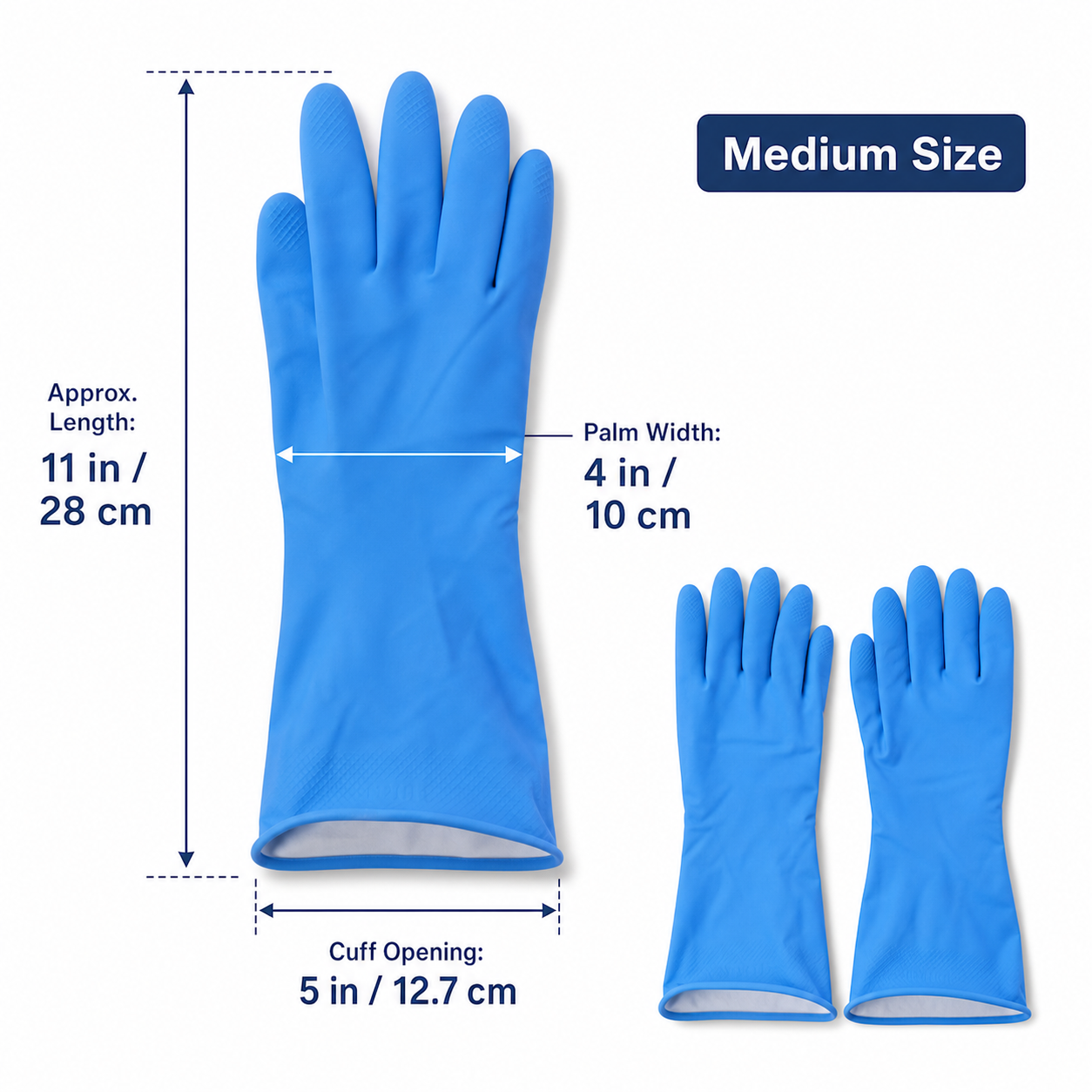 Multipurpose blue waterproof cleaning gloves for household use
