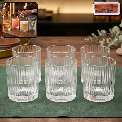 Ribbed whisky glass set in crystal style for elegant serving