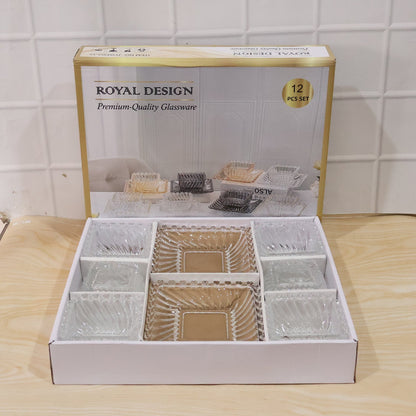 Versatile 12-piece transparent glass serving set