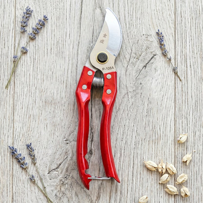 Garden pruning shears being used for plant trimming
