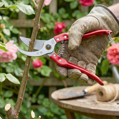 Garden shears in use for branch trimming