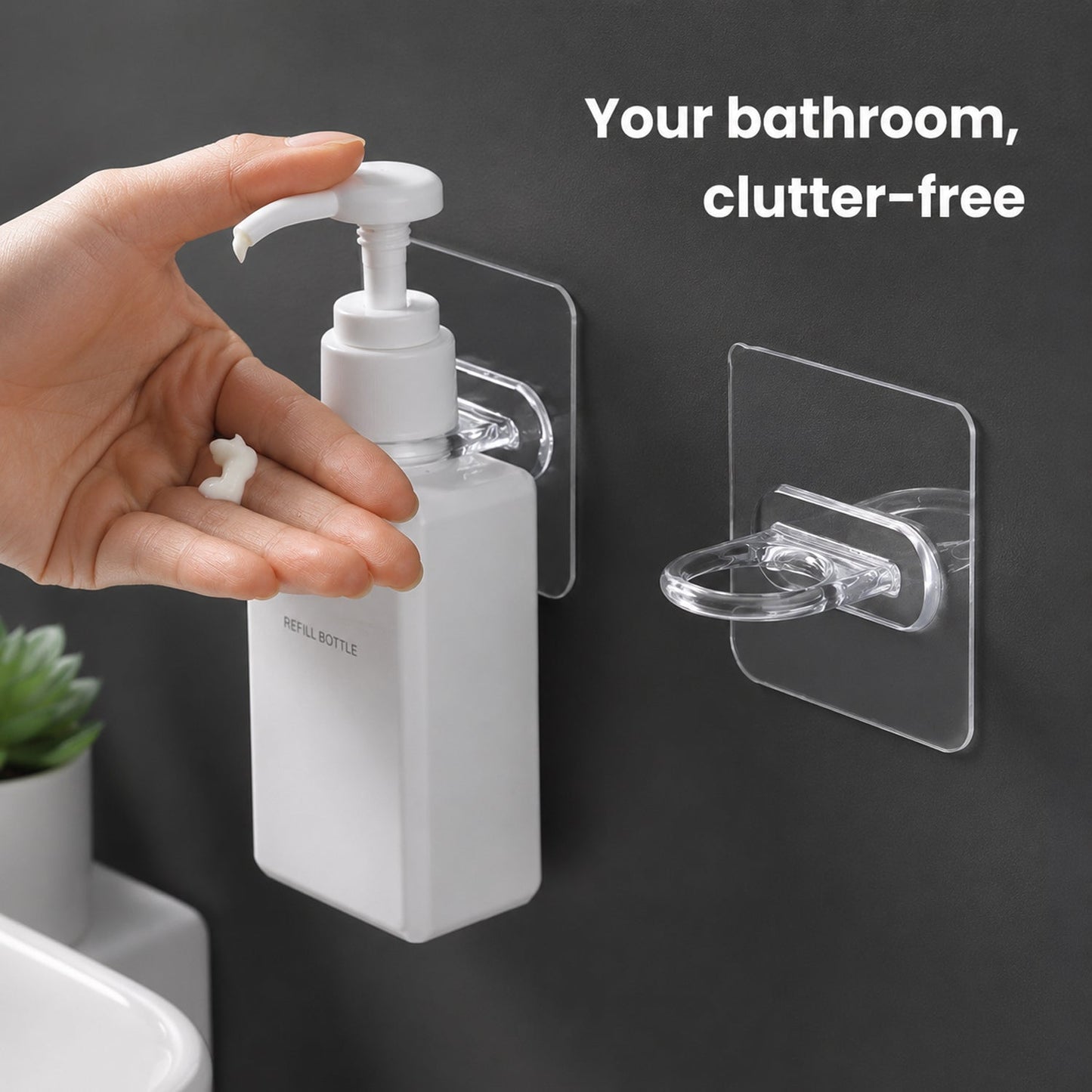Plastic hooks with reusable mounting adhesive for versatility