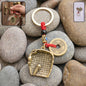 Copper plated dustpan pendant keychain with traditional lucky coin