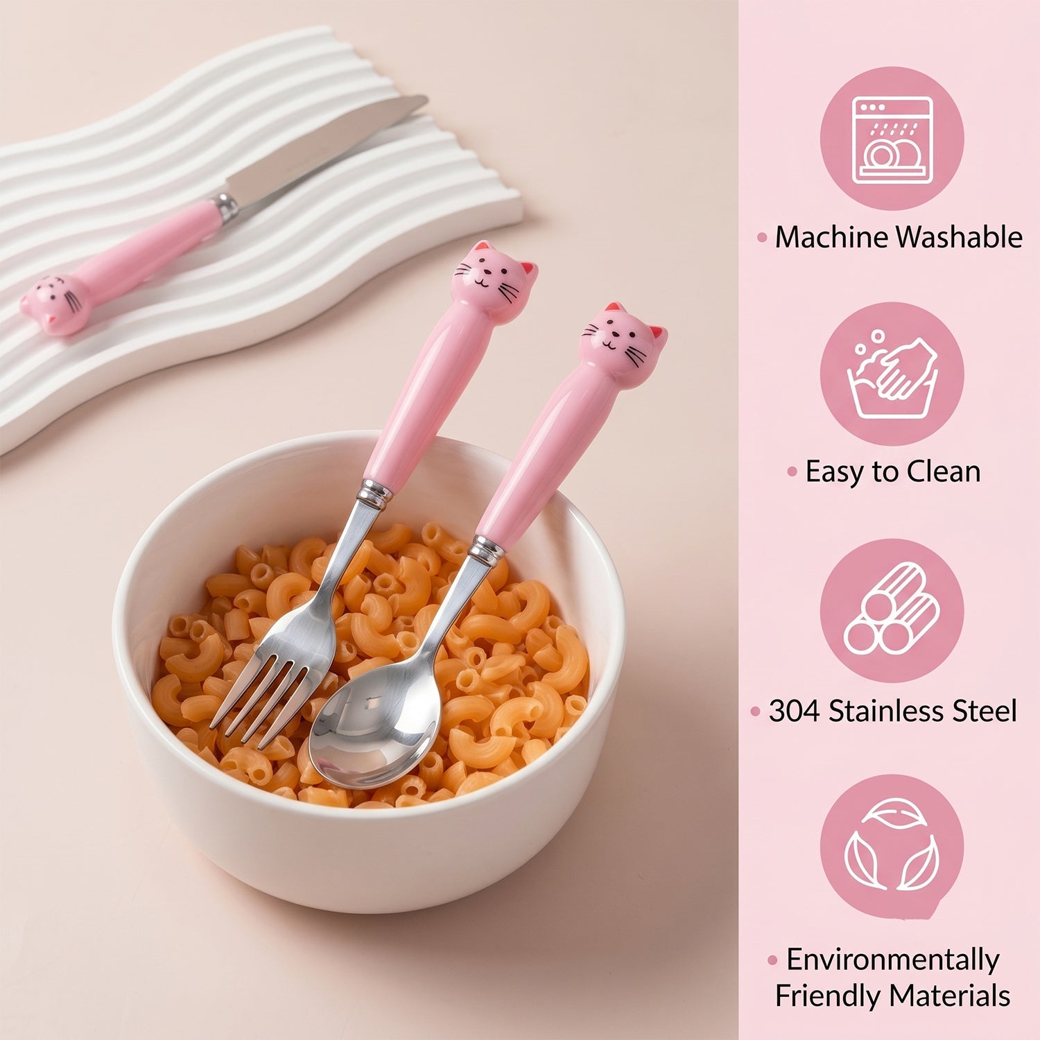 3-in-1 kids fork, knife, spoon set with easy grip handles