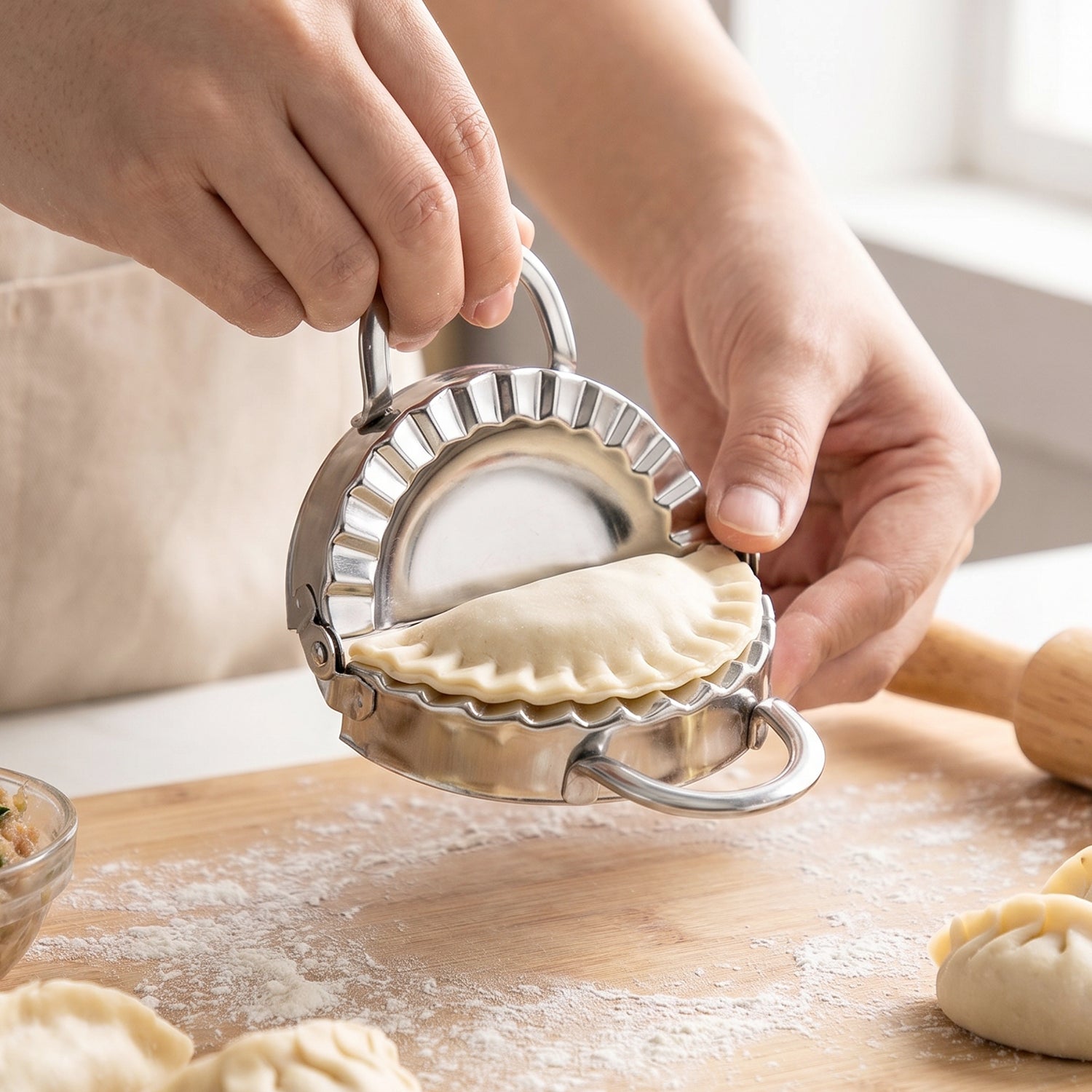 Easy-to-use stainless steel dumpling kitchen gadget