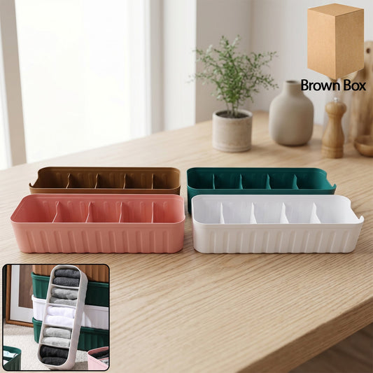 Plastic 5-grid drawer organizer tray for closet and dresser storage