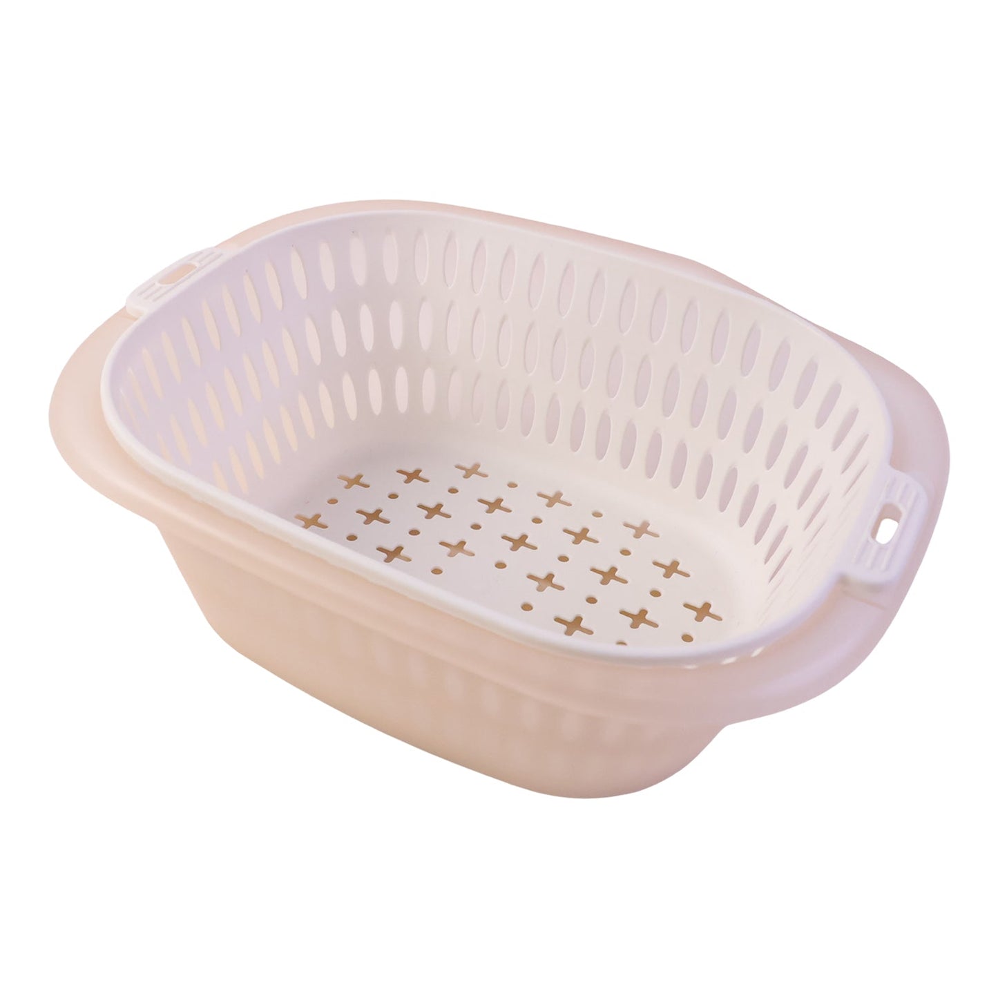Double drain basket detail showing perforated design