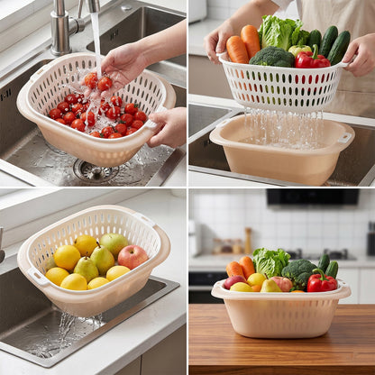 White background of the colander washing basket