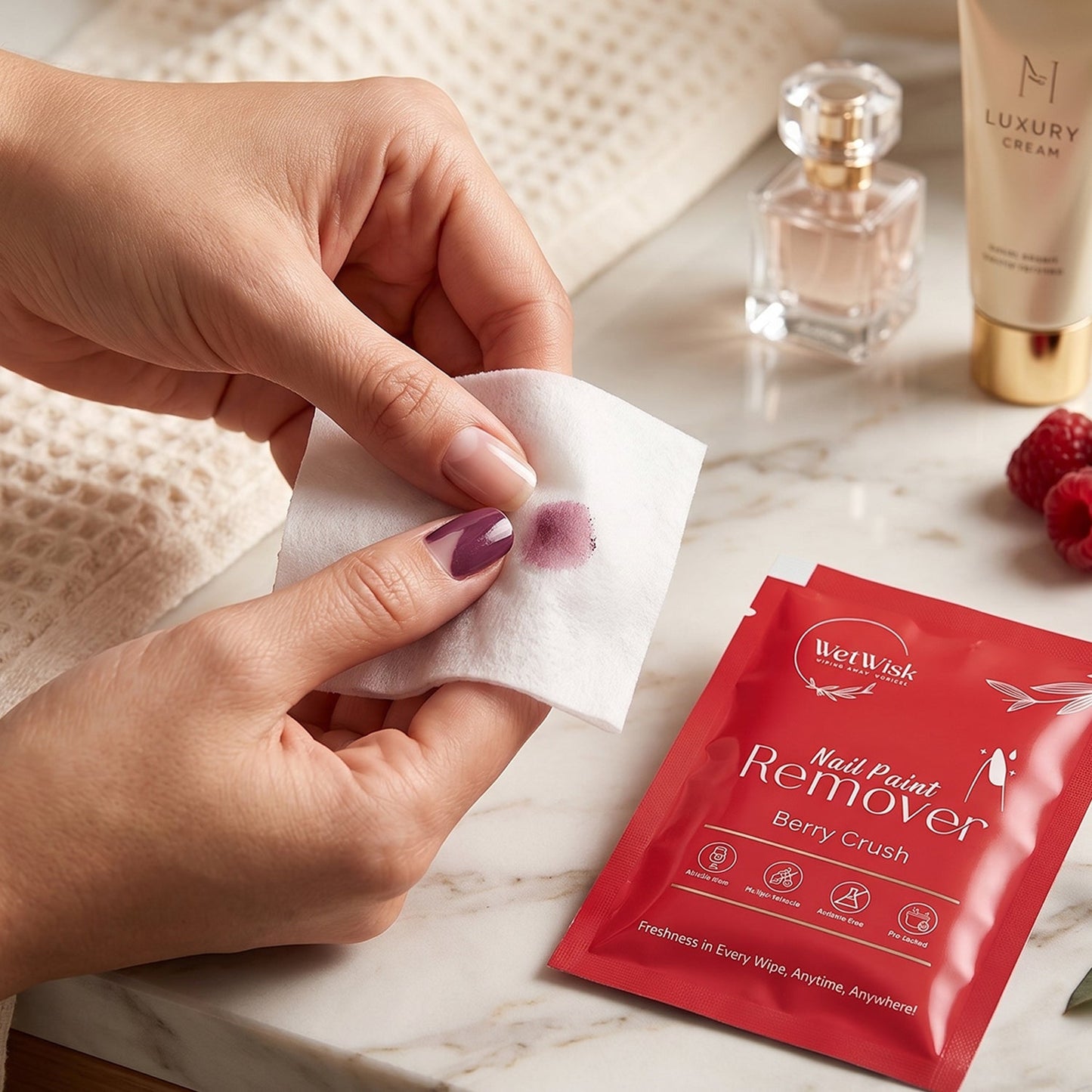 Single-use nail remover wipe for quick application