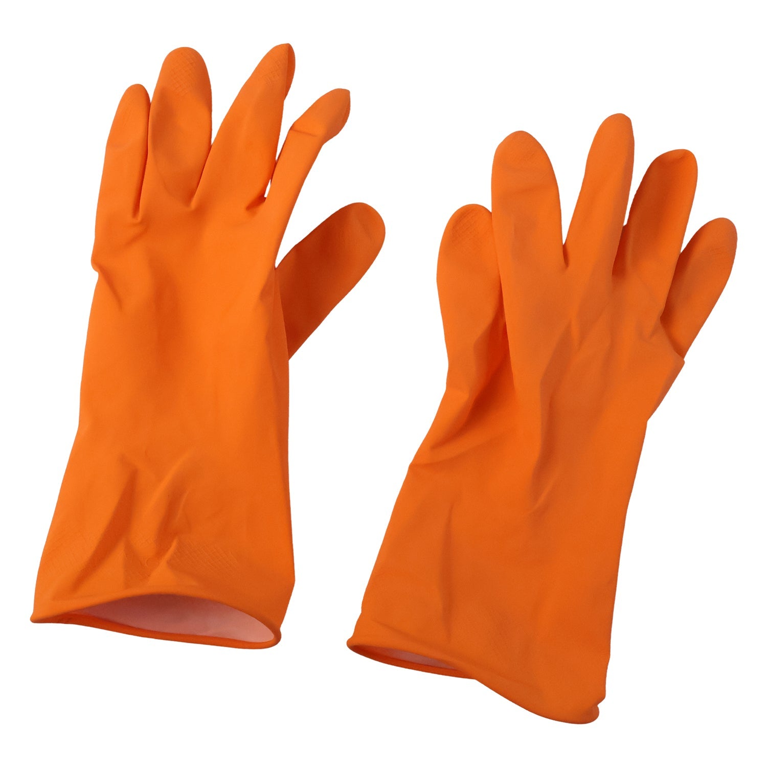 Orange gloves used in kitchen cleaning tasks