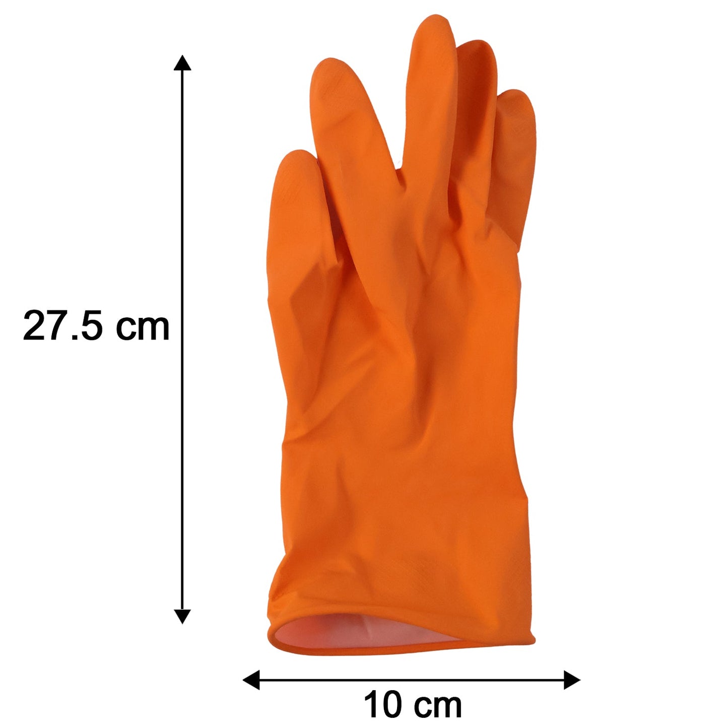 Dimensions of large orange waterproof cleaning gloves