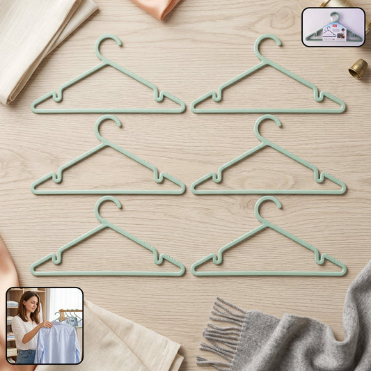 Apex plastic clothes hanger set with non-slip grip, 6-pack