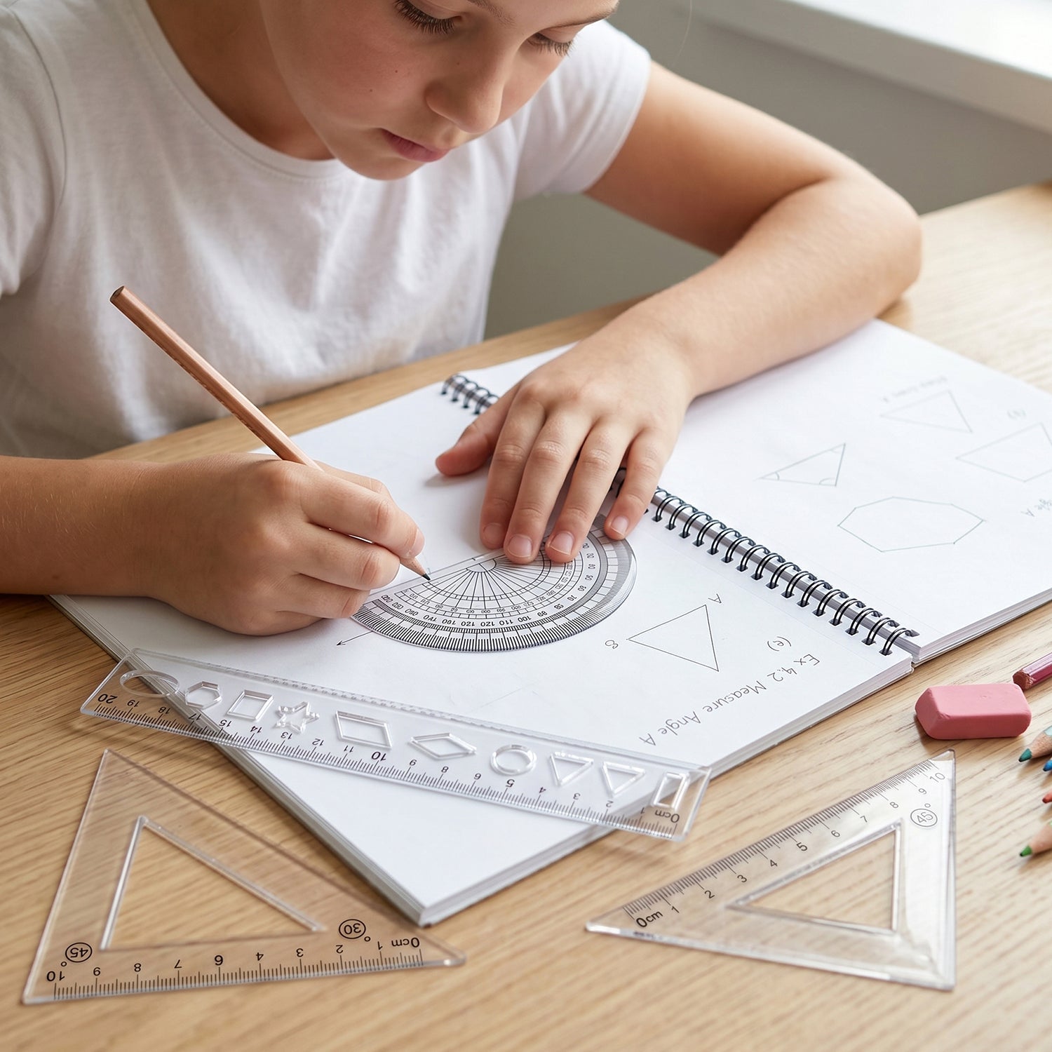 Geometry set for school and technical drawing use