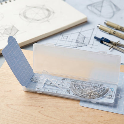 School use protractor and set squares in transparent plastic