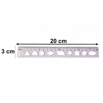 20 cm transparent plastic ruler for geometry and design