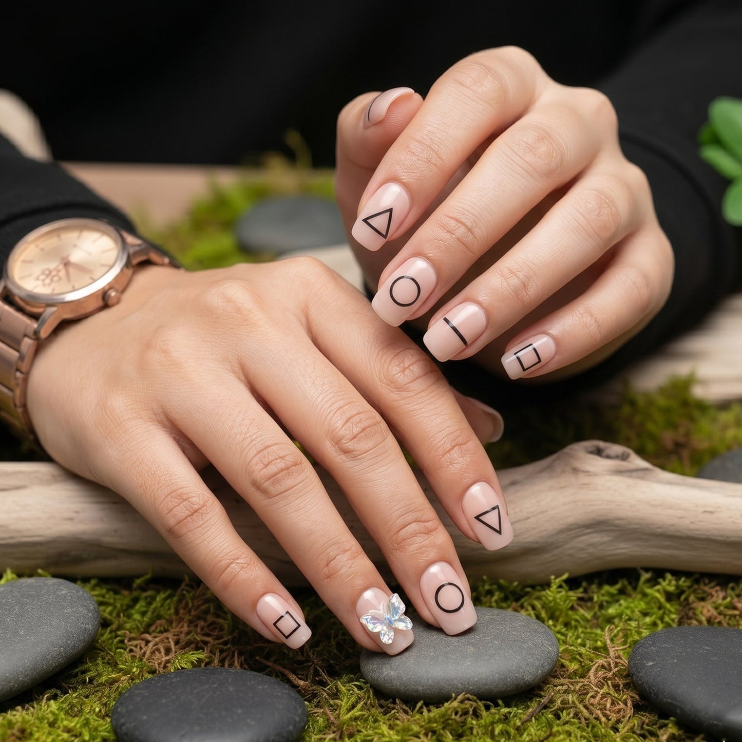 Press-On Nails set with included adhesive glue for easy application.