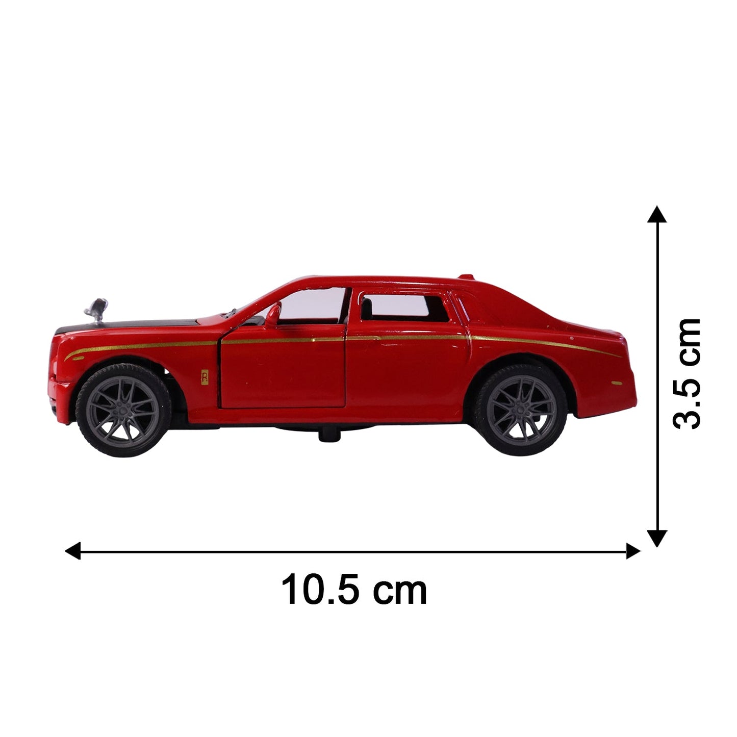 Size guide for miniature luxury sedan die-cast model