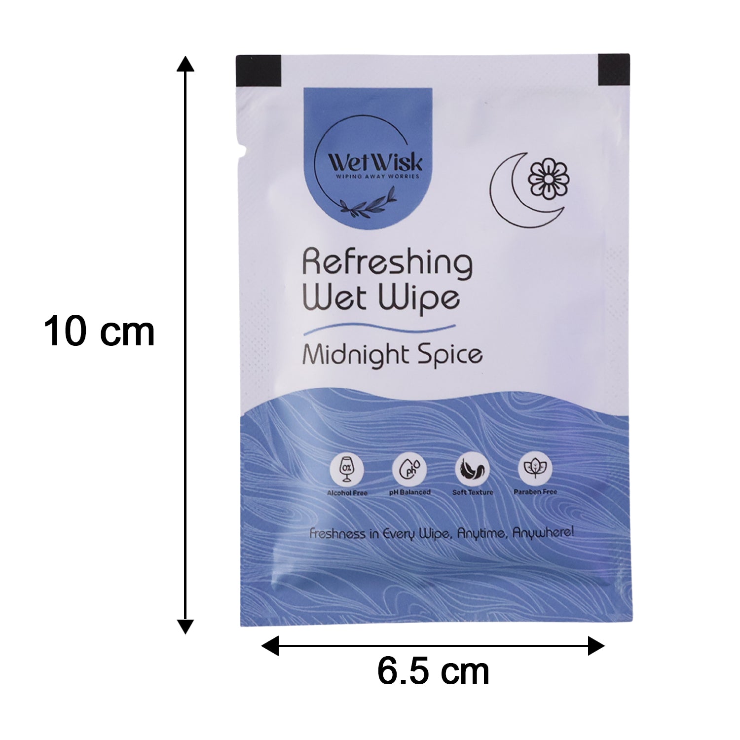 Size info of Midnight spice wet wipes