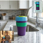 Colorful reusable coffee travel mug with silicone lid