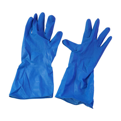 Waterproof blue rubber cleaning gloves