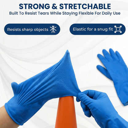 Blue gloves being used for dishwashing