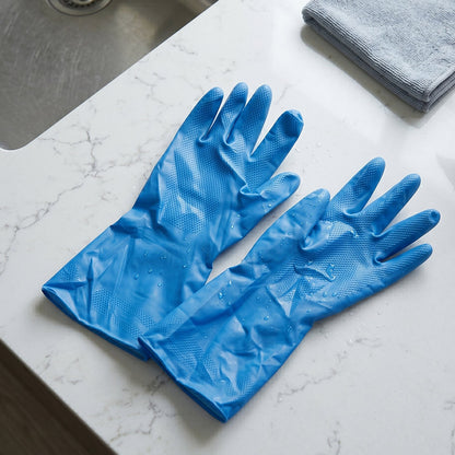 Blue waterproof gloves for household cleaning