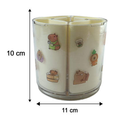 Pen holder size guide showing dimensions of the 5-compartment organizer