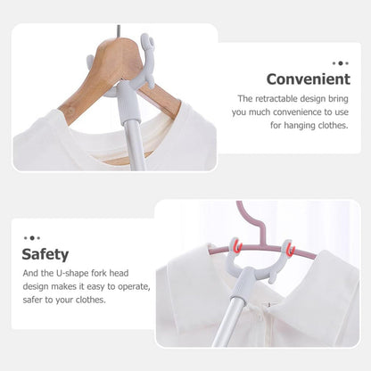 Hanger picker rod for wardrobe and high shelves