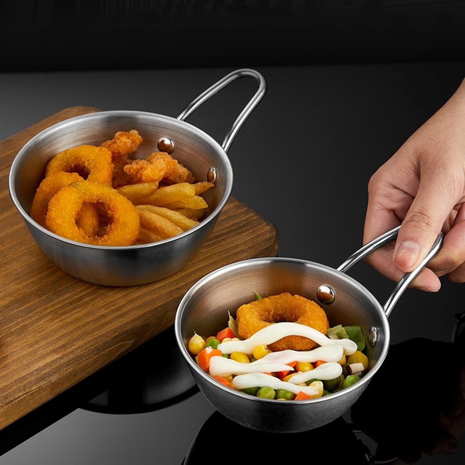 Steel tadka pan handle for Indian cooking