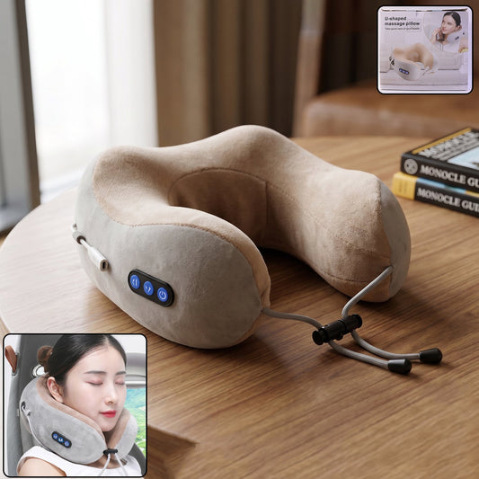 U shaped electric neck massage pillow for soothing neck relaxation