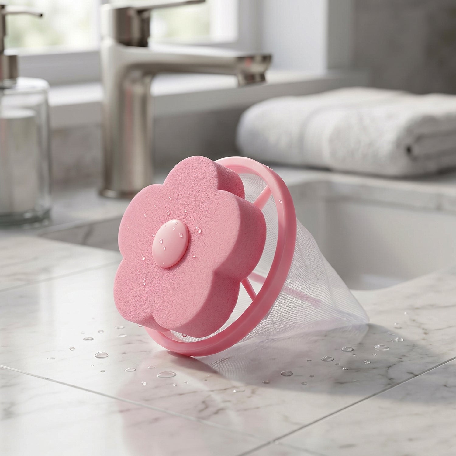 Detail of floating flower top on lint remover