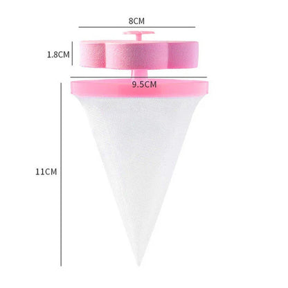Dimensions chart for flower-shaped laundry lint remover