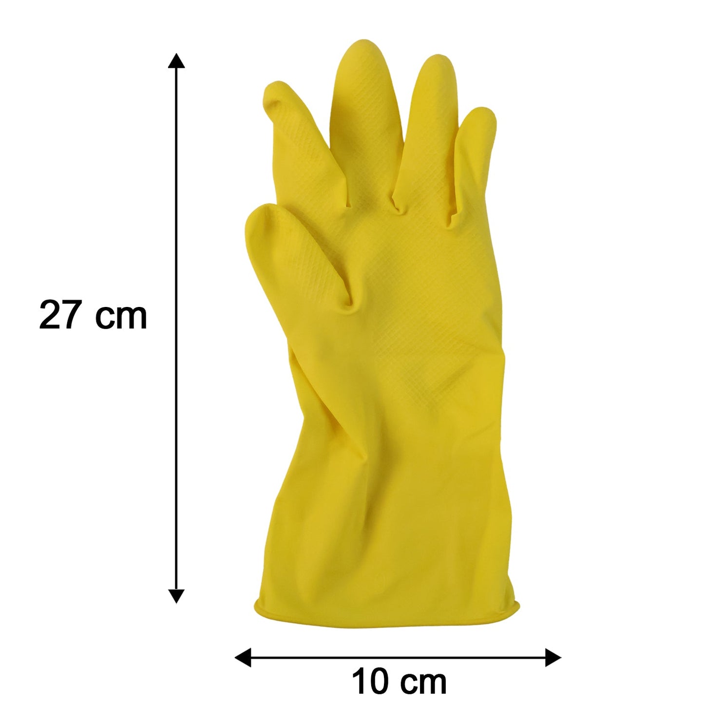 Size guide for large yellow cleaning gloves