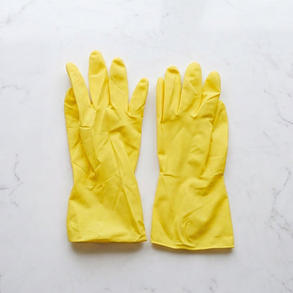 Waterproof household gloves in bright yellow