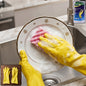 Medium yellow waterproof rubber cleaning gloves for household chores