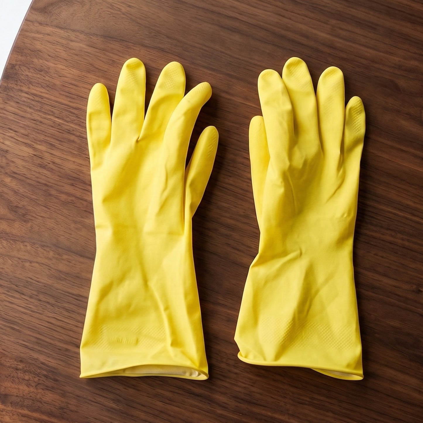 Yellow waterproof rubber gloves for kitchen dishwashing and cleaning