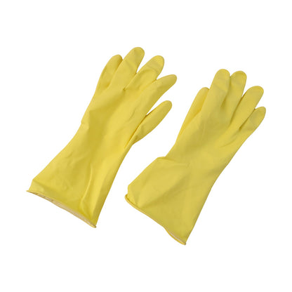 Reusable medium yellow waterproof rubber gloves suitable for household chores