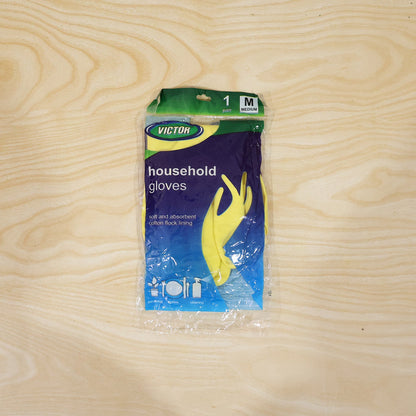 Medium yellow rubber gloves for daily household cleaning tasks