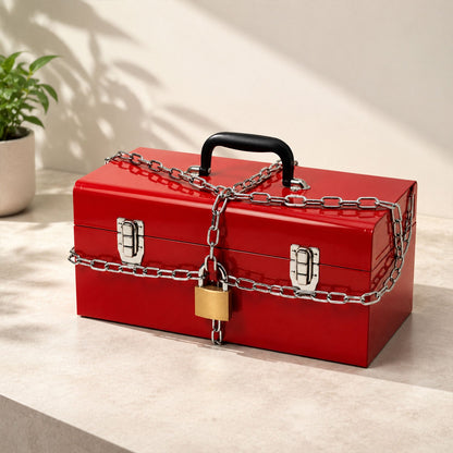 Luggage chain lock detail with strong metal links