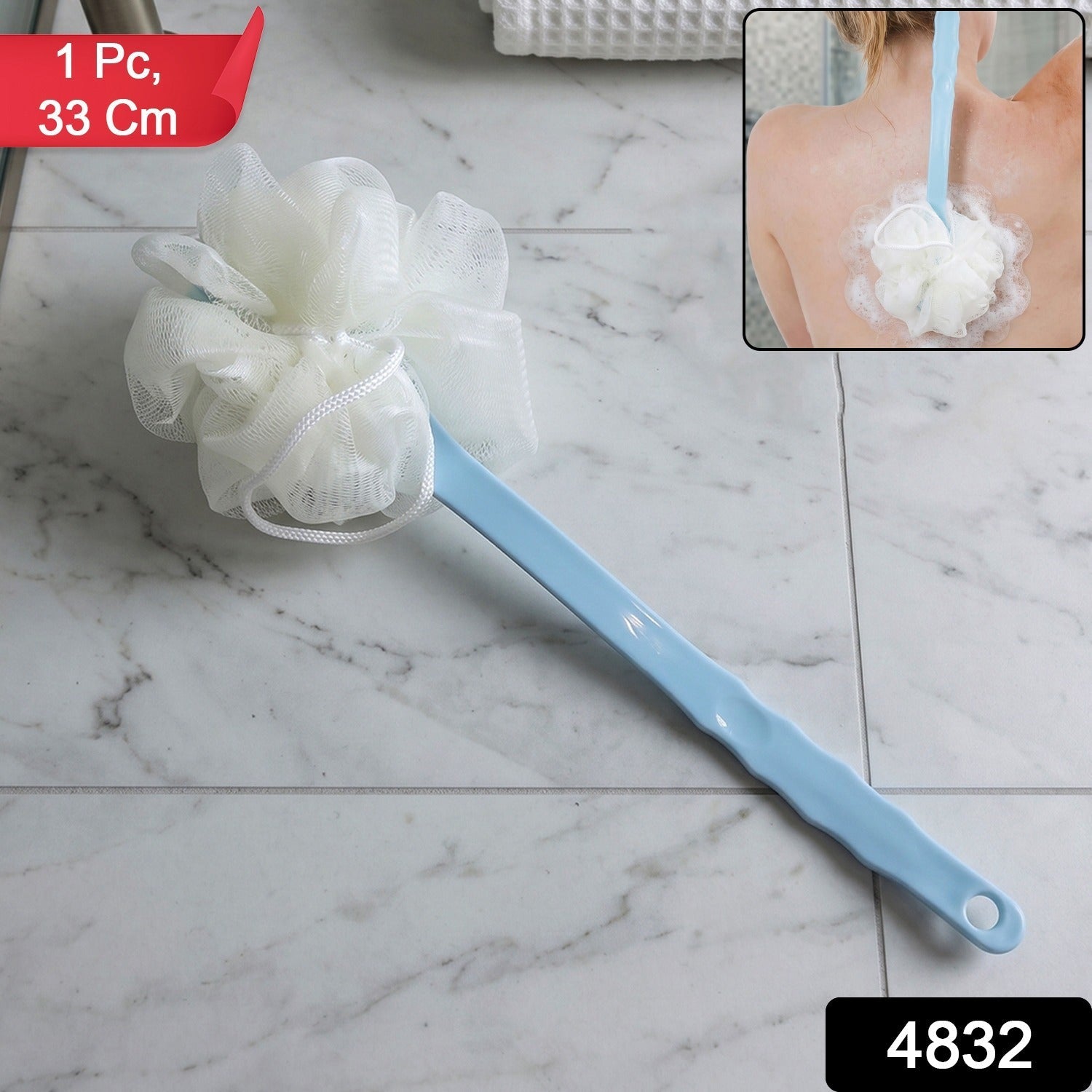 Back scrubber shower brush pack with extended handle