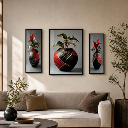 Flower vase wall art decor for bedroom or office