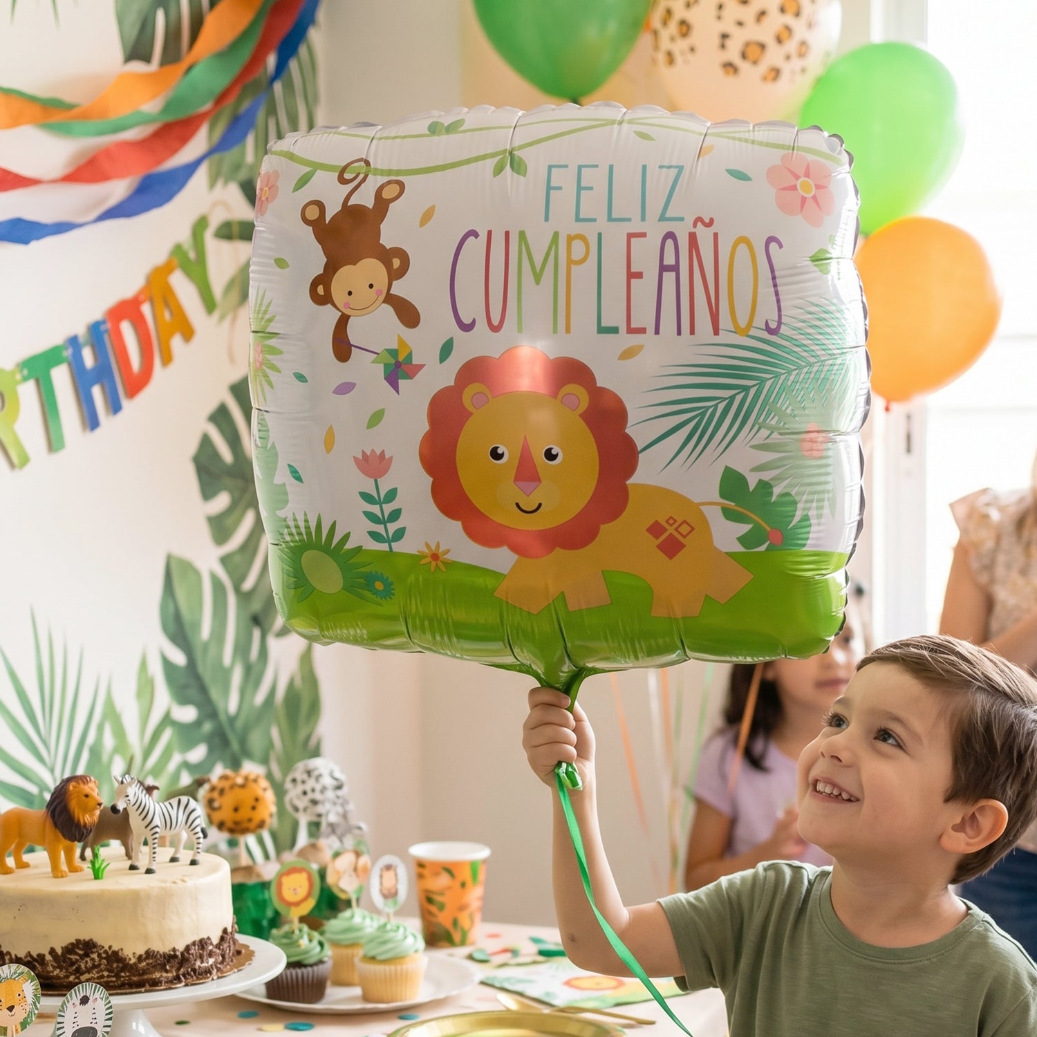 Foil balloon with lion theme for birthday wall backdrop