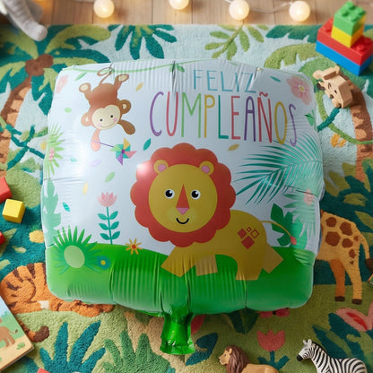 Indoor party decor with lion foil balloon